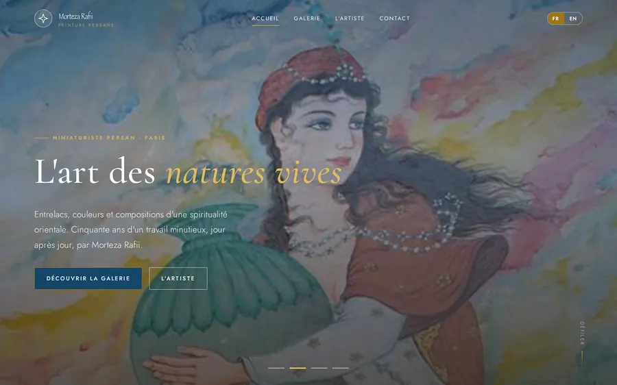 Site internet Morteza Rafii, peintre perse miniaturiste — réalisation Createamweb