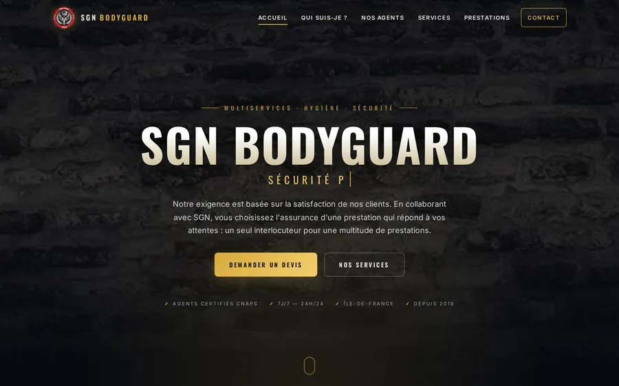 Site internet Sgn Bodyguard — réalisation Createamweb